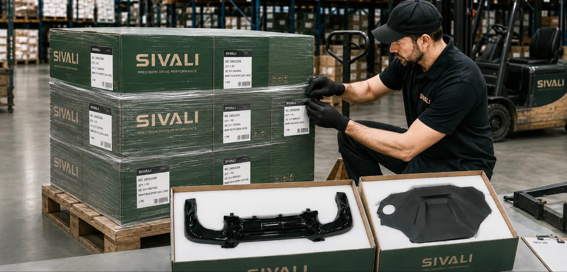 Packing and inspecting parts for shipment
